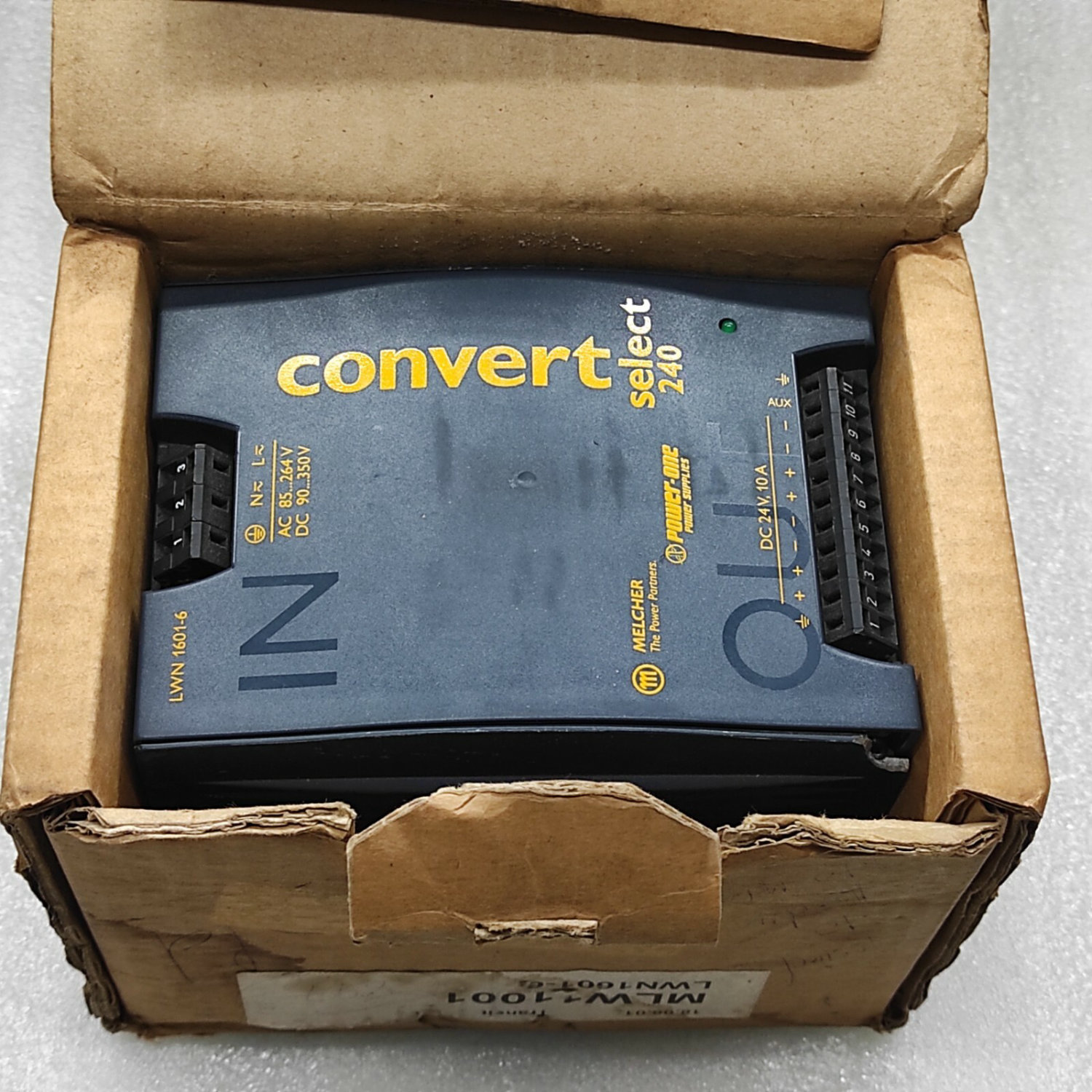 MELCHER POWER-ONE LWN 1601-6 POWER SUPPLY 24VDC 10A - BROKEN/DAMAGED