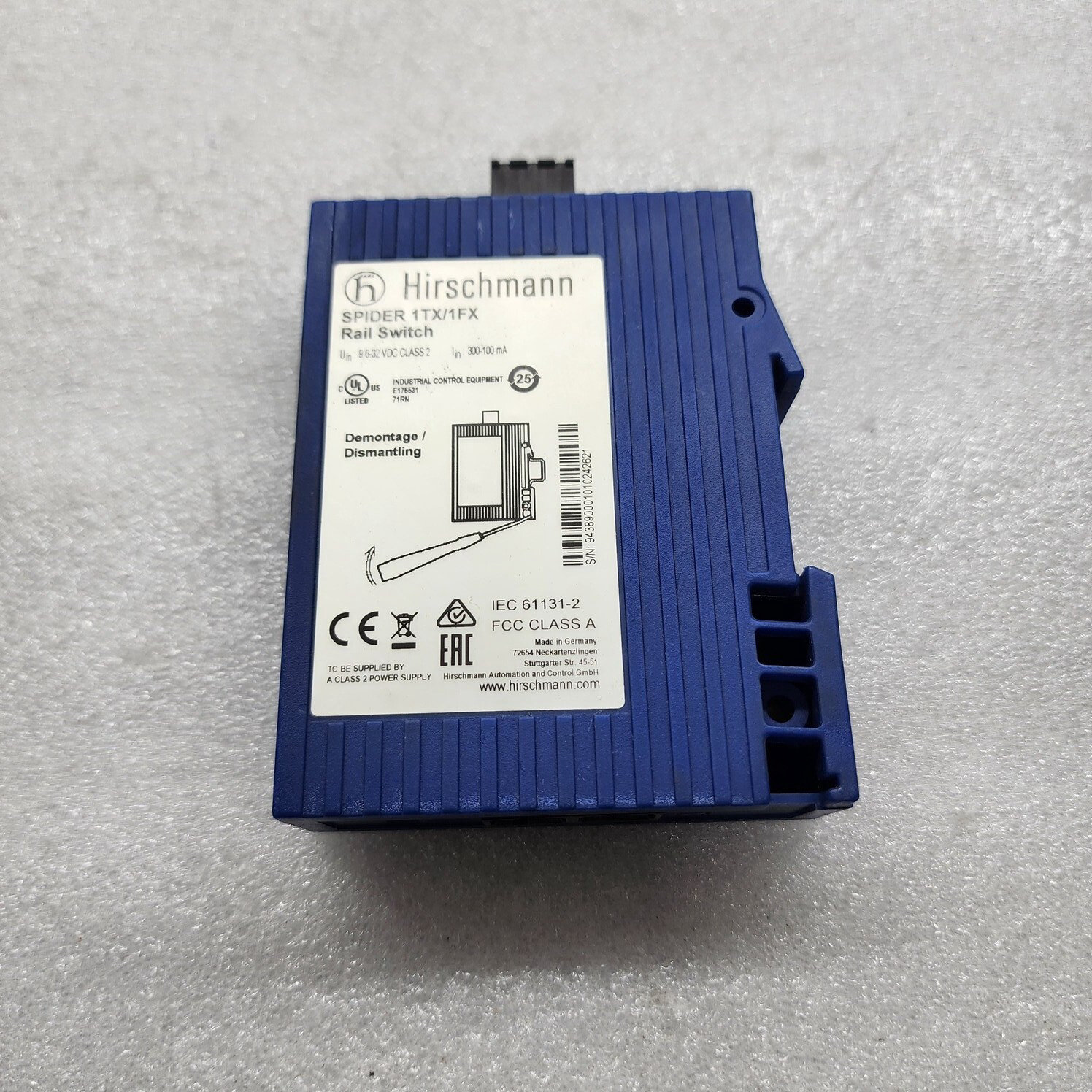 HIRSCHMANN SPIDER 1TX/1FX RAIL SWITCH 9.6-32VDC - Image 3