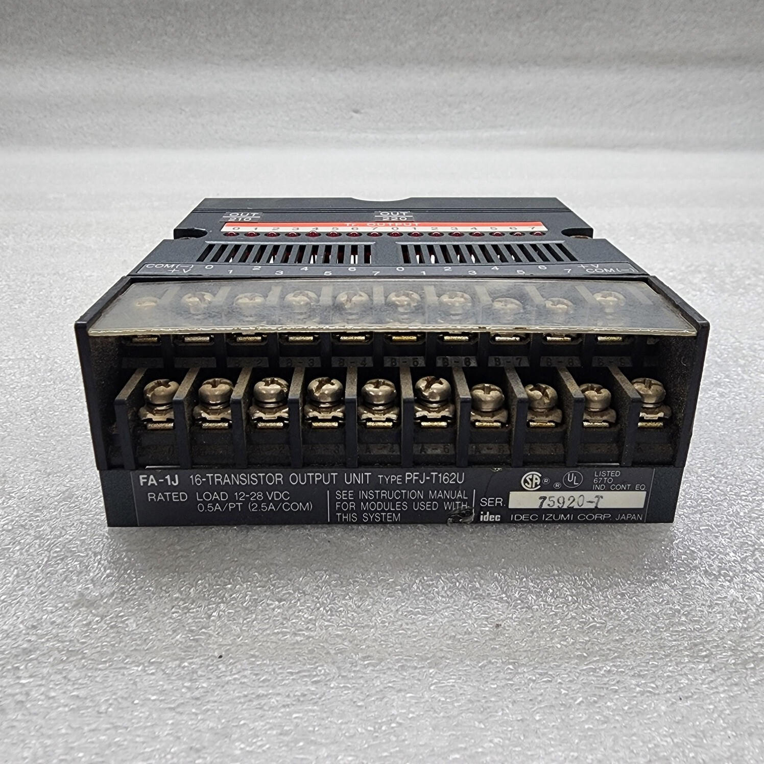 IDEC PFJ-T162U 16-TRANSISTOR OUTPUT UNIT FA-1J - Image 3