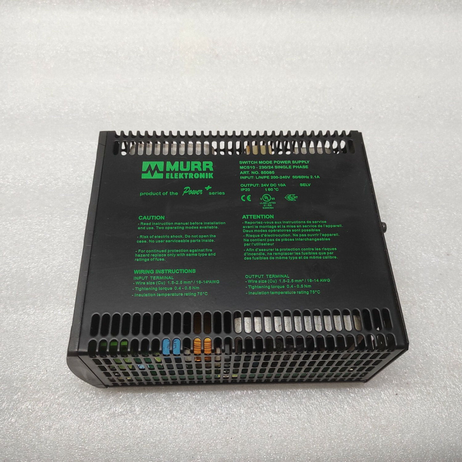 MURR ELEKTRONIK MCS10-230/24 POWER SUPPLY 85085 24VDC 10A - Image 3
