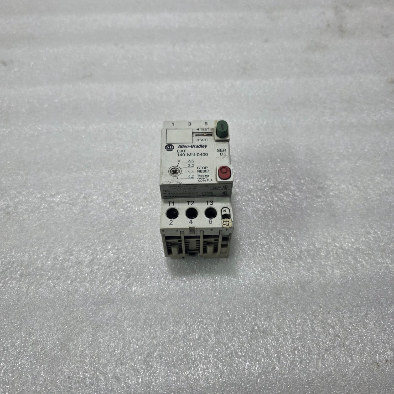 ALLEN BRADLEY 140-MN-0400 THERMAL OVERLOAD RELAY 2.5-4.0A MOTOR PROTECTION RELAY