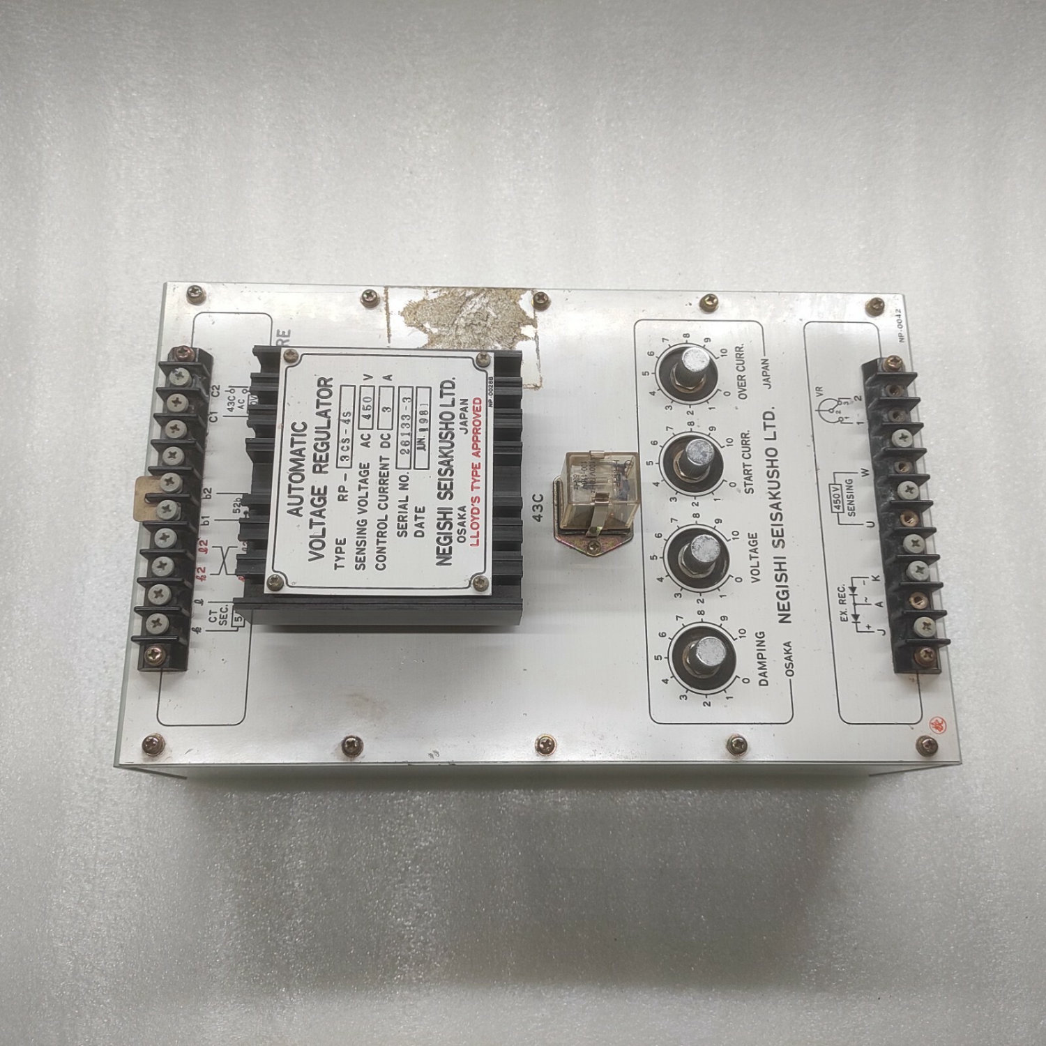 NEGISHI SEISAKUSHO RP-3CS-4S AUTOMATIC VOLTAGE REGULATOR 450VAC - Image 2