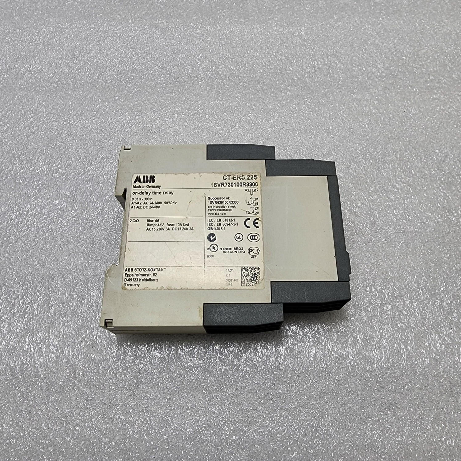 ABB CT-ERS.22S ON-DELAY TIME RELAY 1SVR730100R3300 24-240VAC/24-48VDC - Image 3
