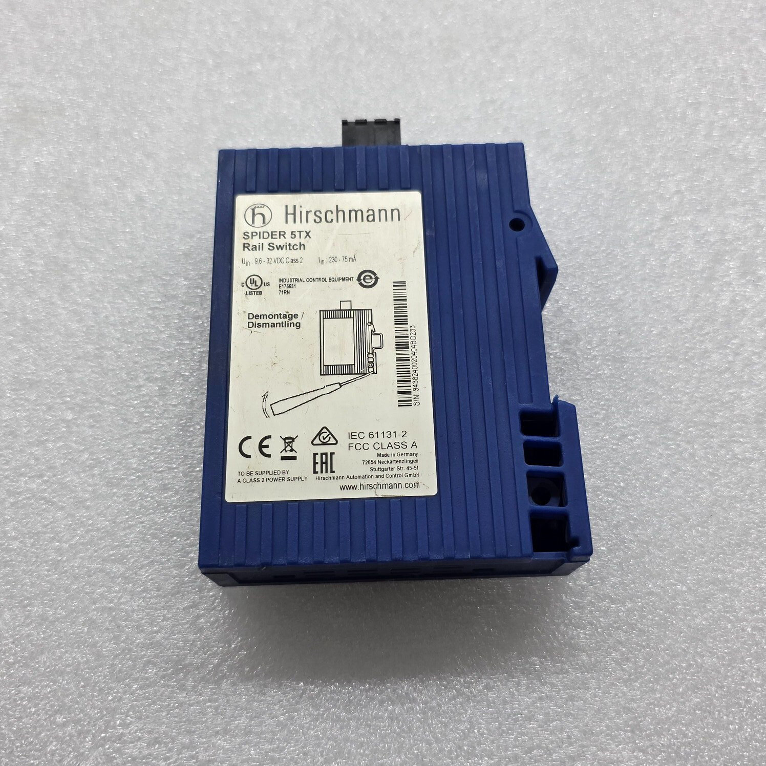 HIRSCHMANN SPIDER 5TX RAIL SWITCH 9.6-32VDC - Image 3