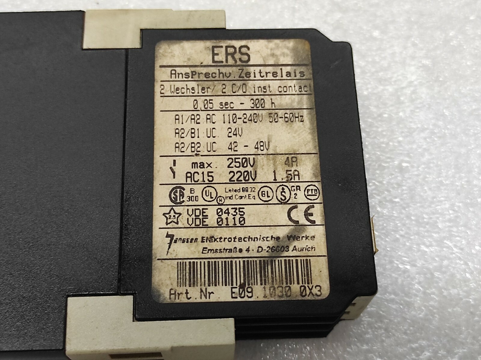 Janssen ERS Timer Relay E09 1030 0X3 110-240VAC/24V AC-DC/42-48V AC-DC 0.05S-300 - Image 12
