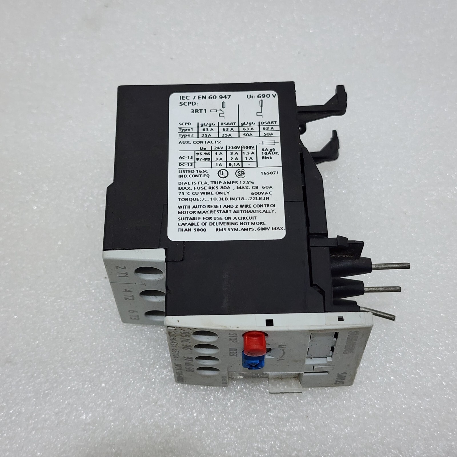 SIEMENS SIRIUS 3RU1126-4BB0 THERMAL OVERLOAD RELAY 14-20A - Image 3