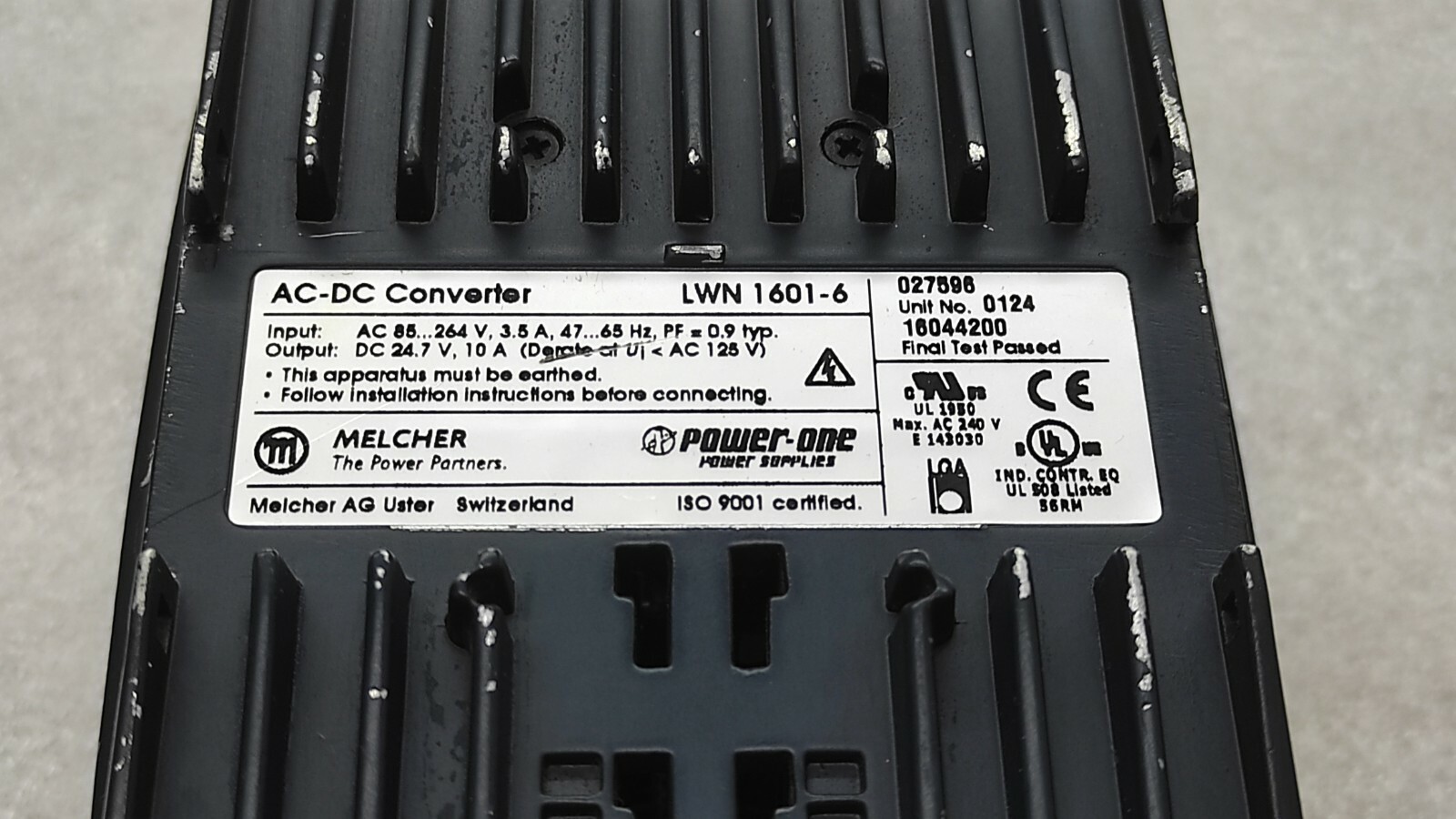 MELCHER POWER ONE CONVERT SELECT LWN 1601-6 AC-DC CONVERTER 24.7VDC 10A - Image 4