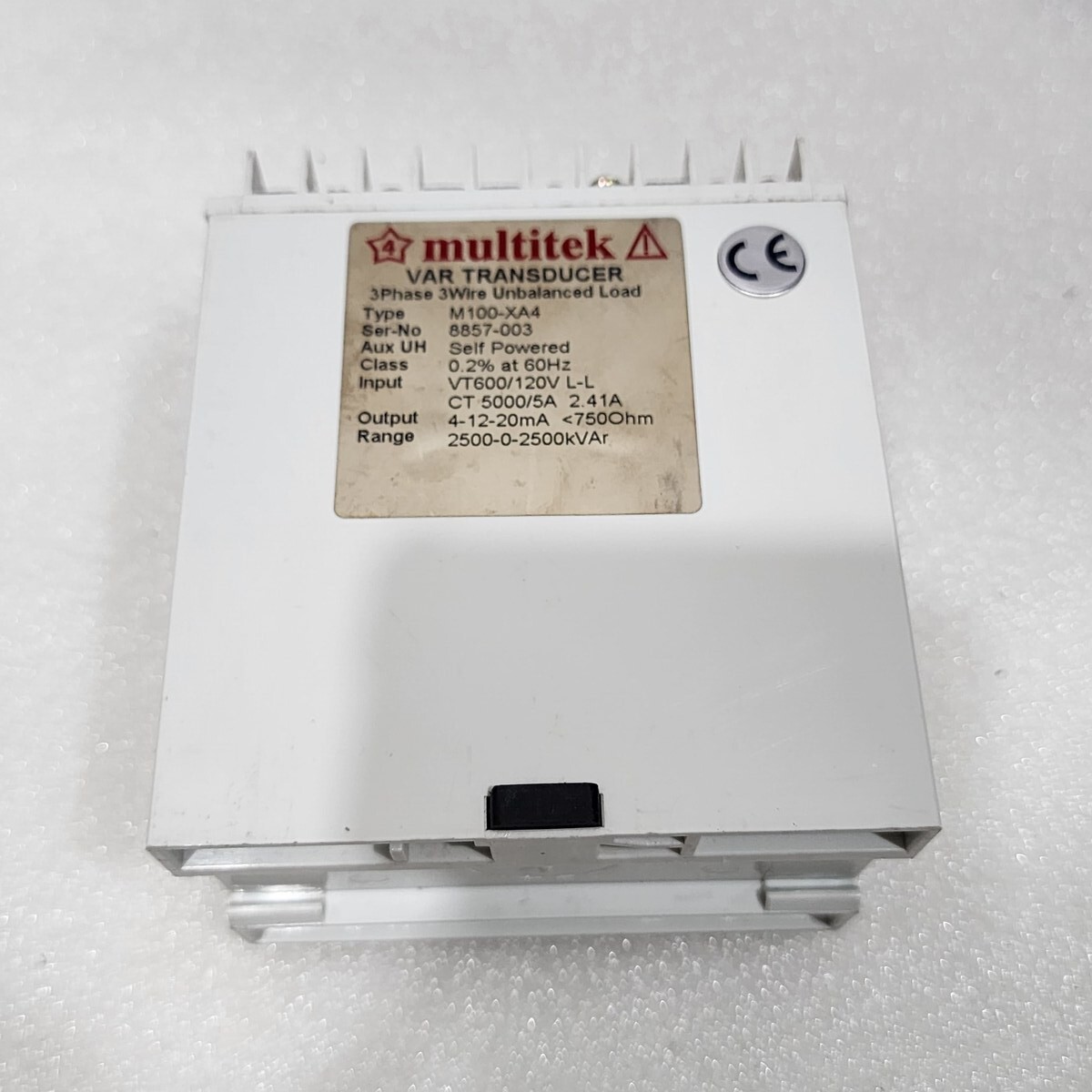 MULTITEK M100-XA4 VAR TRANSDUCER VT600/120V L-L CT 5000/5A 2.41A - Image 3