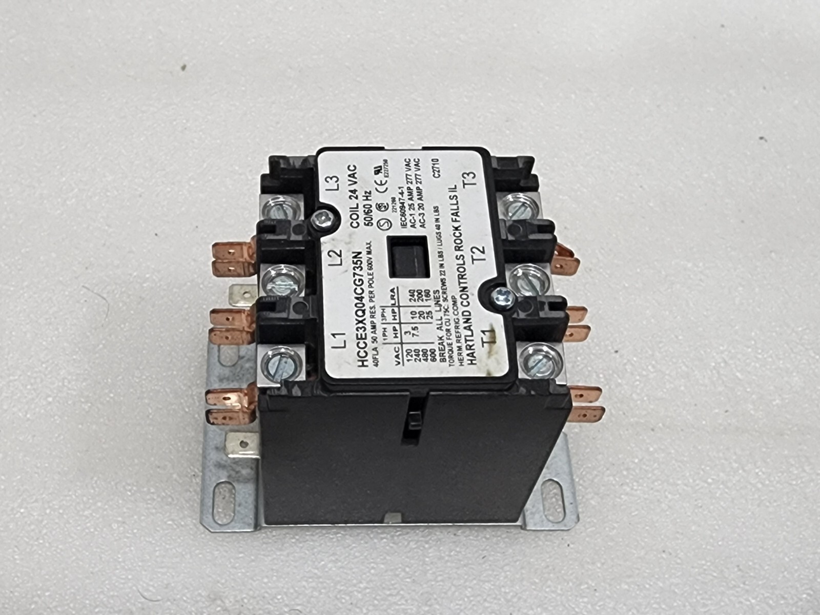 HARTLAND CONTROLS HCCE3XQ04CG735N 3-POLE CONTACTOR COIL VOLTAGE 24V - Image 3