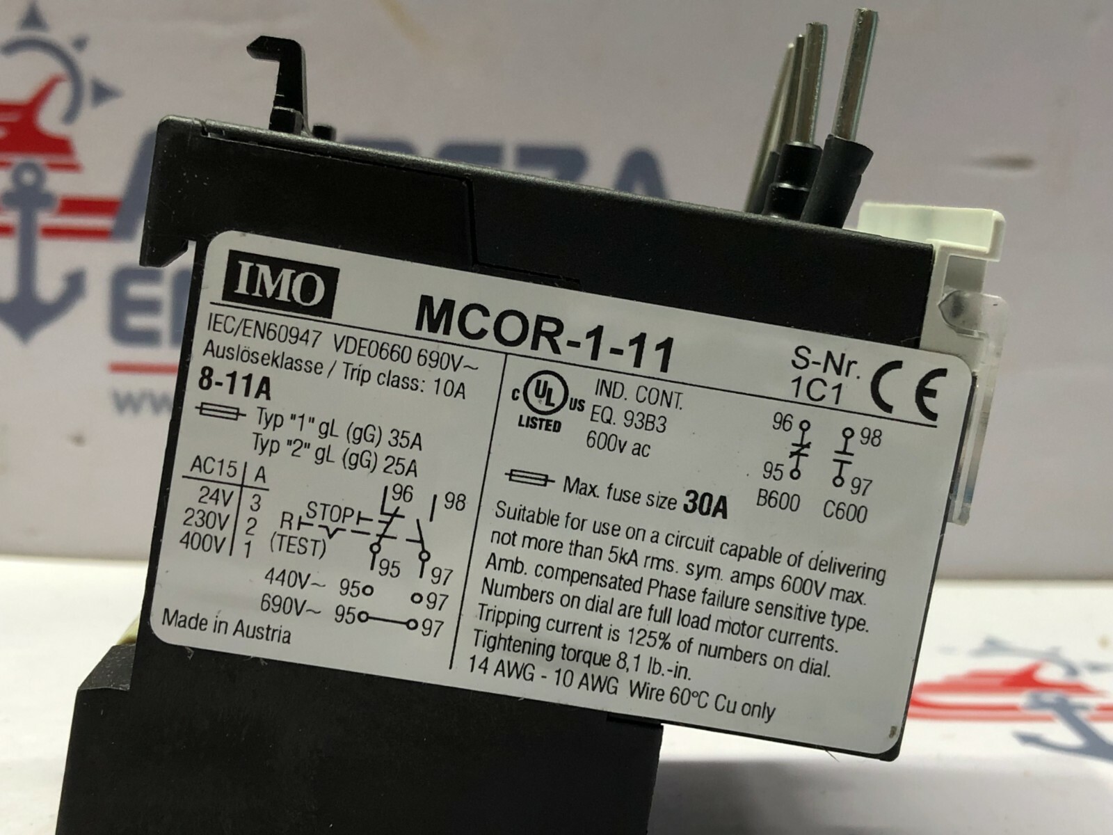IMO MCOR-1-11 THERMAL OVERLOAD RELAY 8-11A/YD 14-19A - Image 9