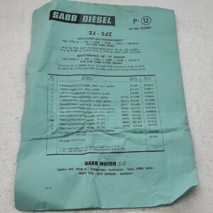 SAAB DIESEL 2J-2JZ PACKING SET 0033993