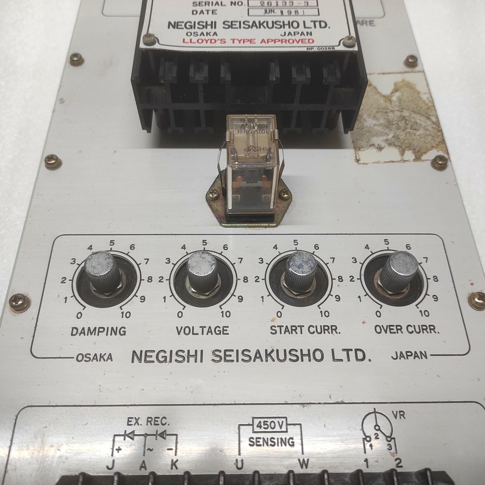 NEGISHI SEISAKUSHO RP-3CS-4S AUTOMATIC VOLTAGE REGULATOR 450VAC - Image 5