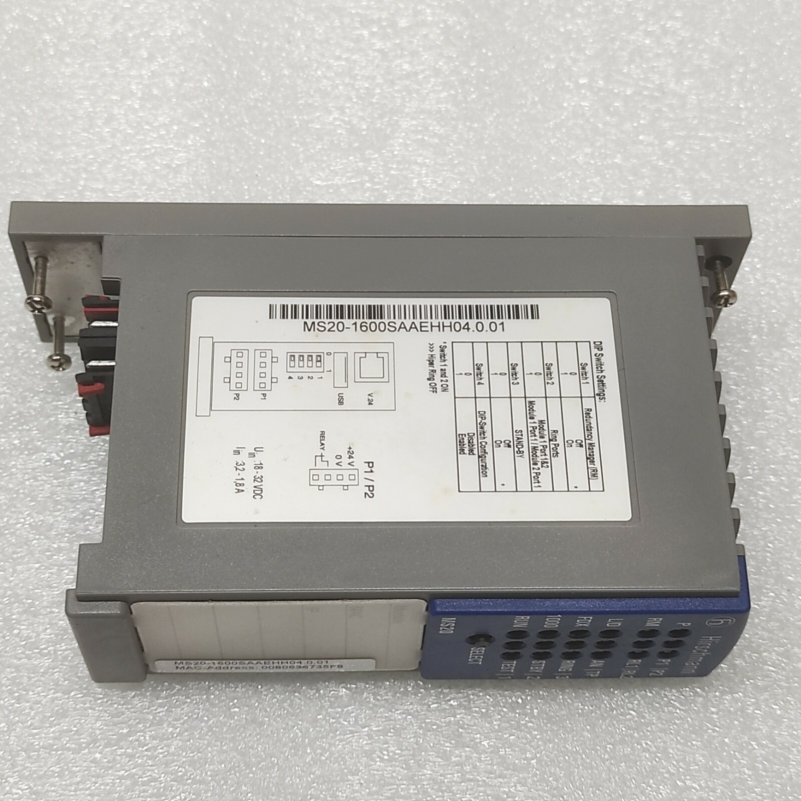 HIRSCHMANN MS20 MICE SWITCHING MODULE 18-32VDC MS20-1600SAAEHH04.0.01 - Image 5