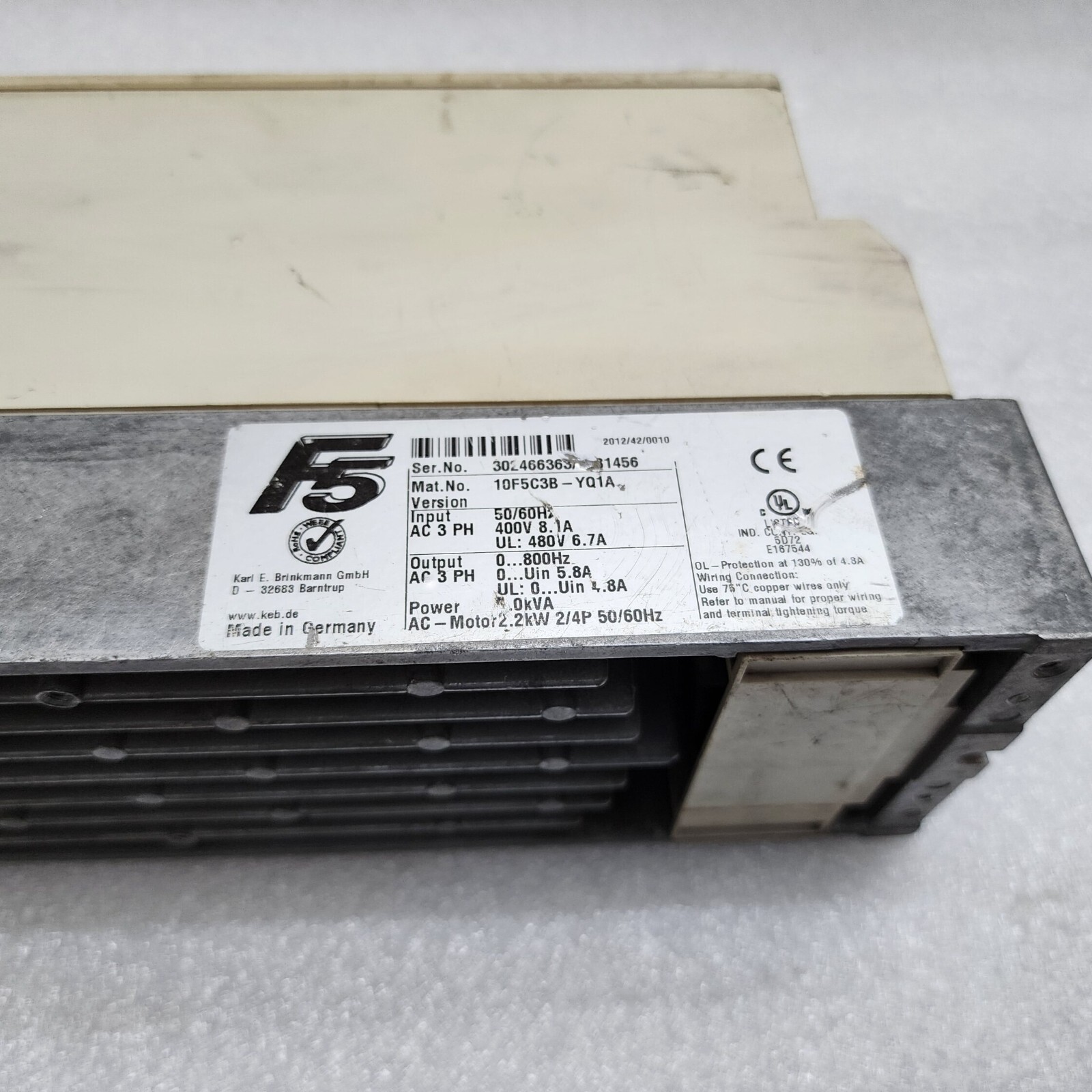 KARL E BRINKMANN 10.F5.C3B-YQ1A KEB INVERTER DRIVE 4.0 KVA - Image 4