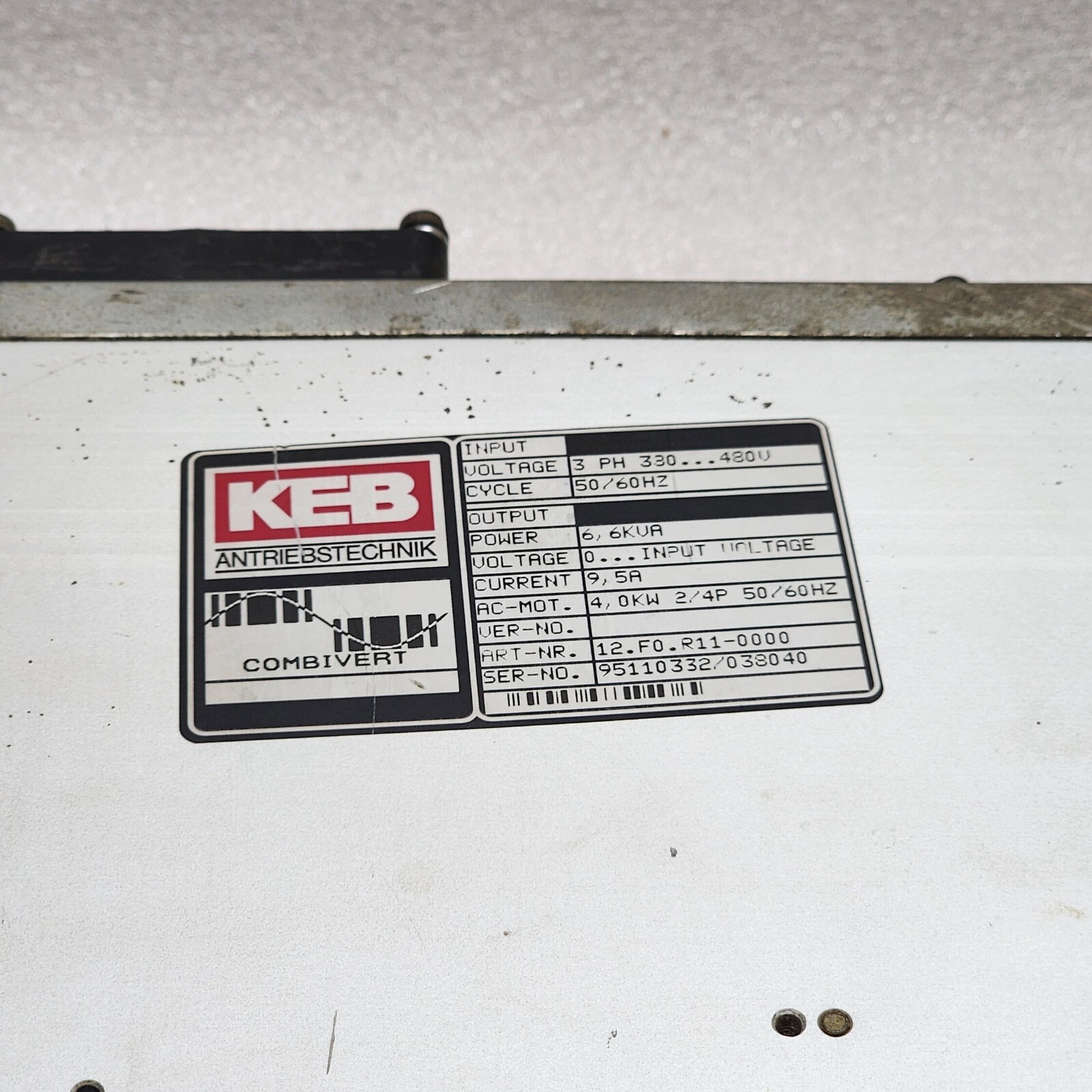 KEB 12.F0.R11-0000 FREQUENCY DRIVE 4.0 KW 6.6KVA KARL E BRINKMANN - Image 5