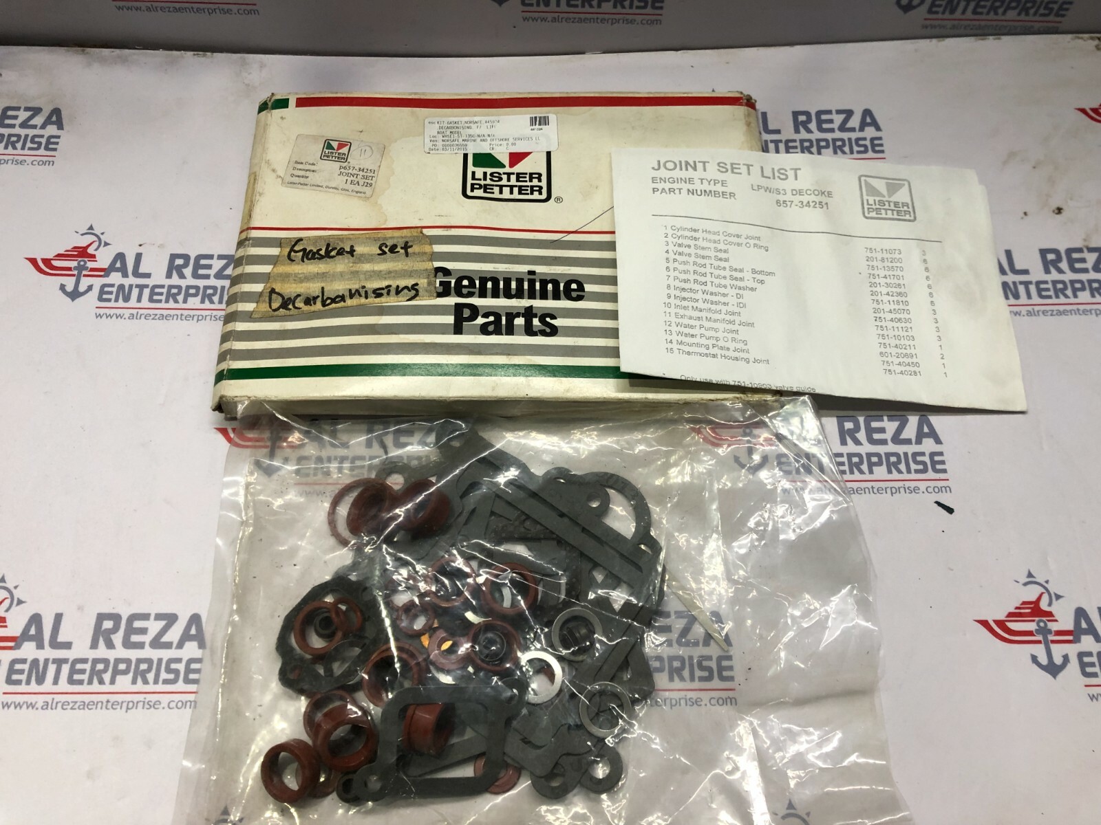 LISTER PETTER 657-34251 LPW3 & LPWS3 DECOKE GASKET SET