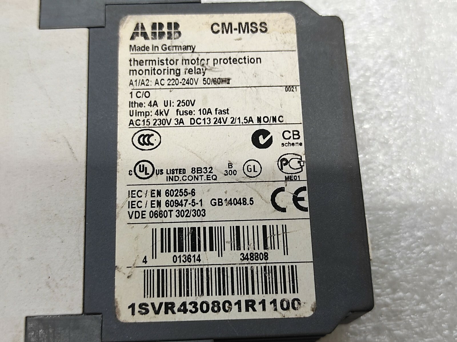 ABB CM-MSS THERMISTOR MOTOR PROTECTION MONITORING RELAY 1SVR430801R1100 - Image 3