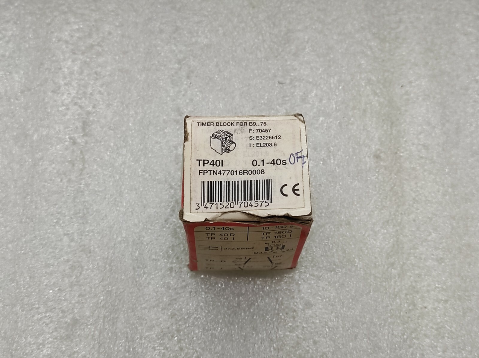 ABB TP40I PNEUMATIC TIMER FPTN477016R0008 0.1-40S NIB - Image 2