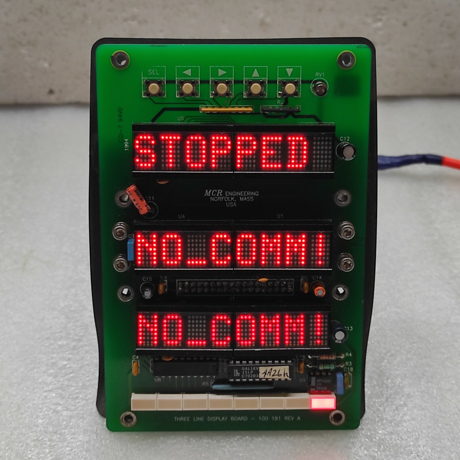 MCR ENGINEERING CFGNES04 MODULE 100 096 REVISION C THREE LINE DISPLAY BOARD 100- - Image 12