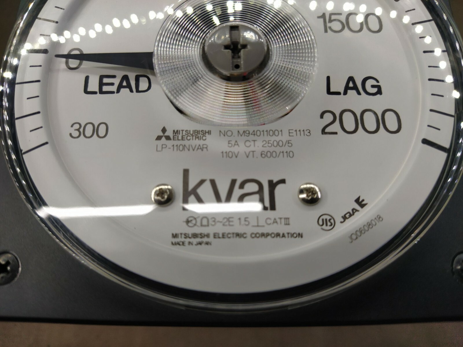Mitsubishi LP-110NVAR Var Meter 2000 KVAR 5A CT 2500/5 110V VT 600/110 LEAD-LAG - Image 3