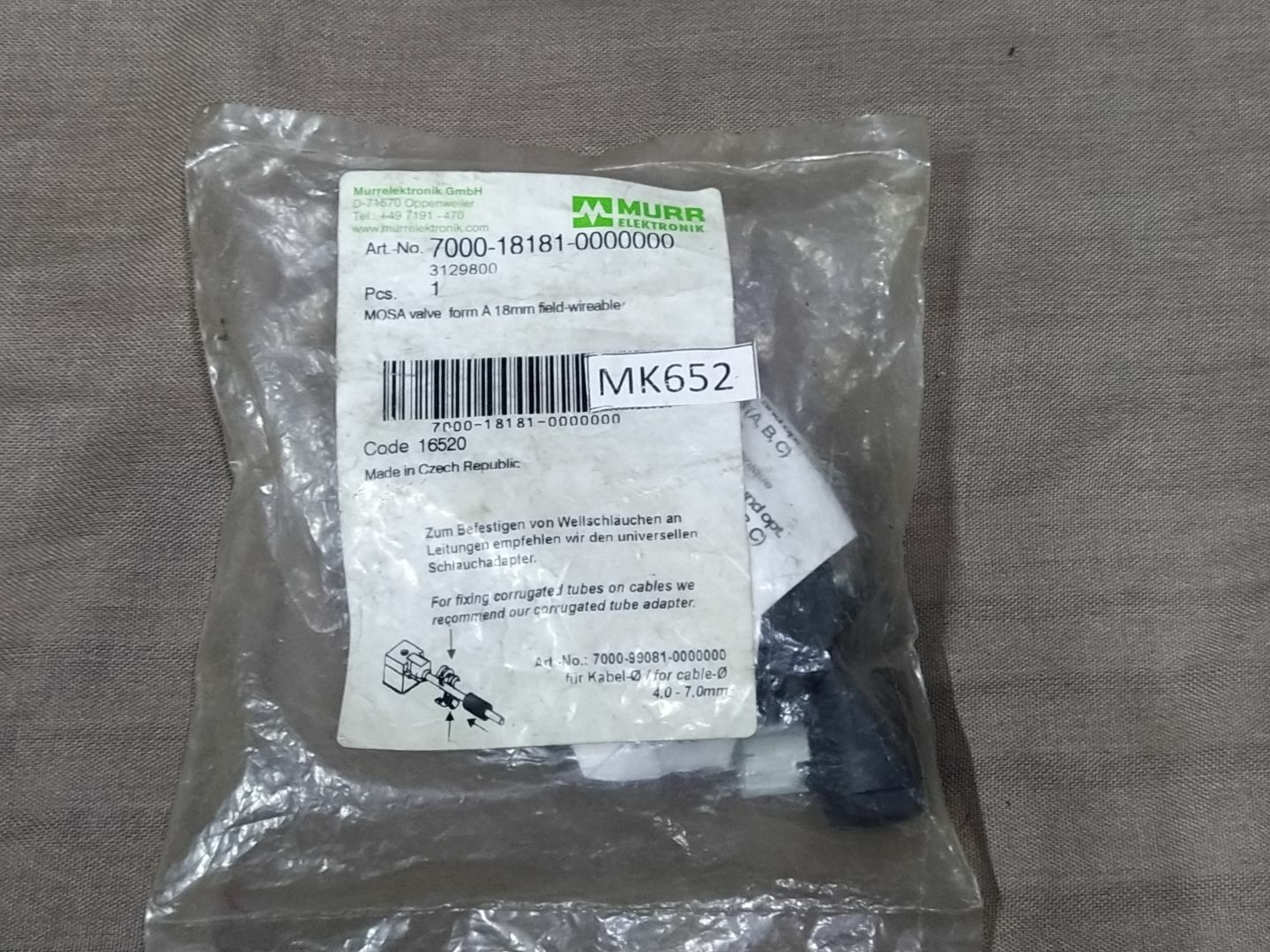 Murr Elektronik 7000-18181-0000000 Mosa Valve Plug Form A 18MM Field-Wireable - Image 6