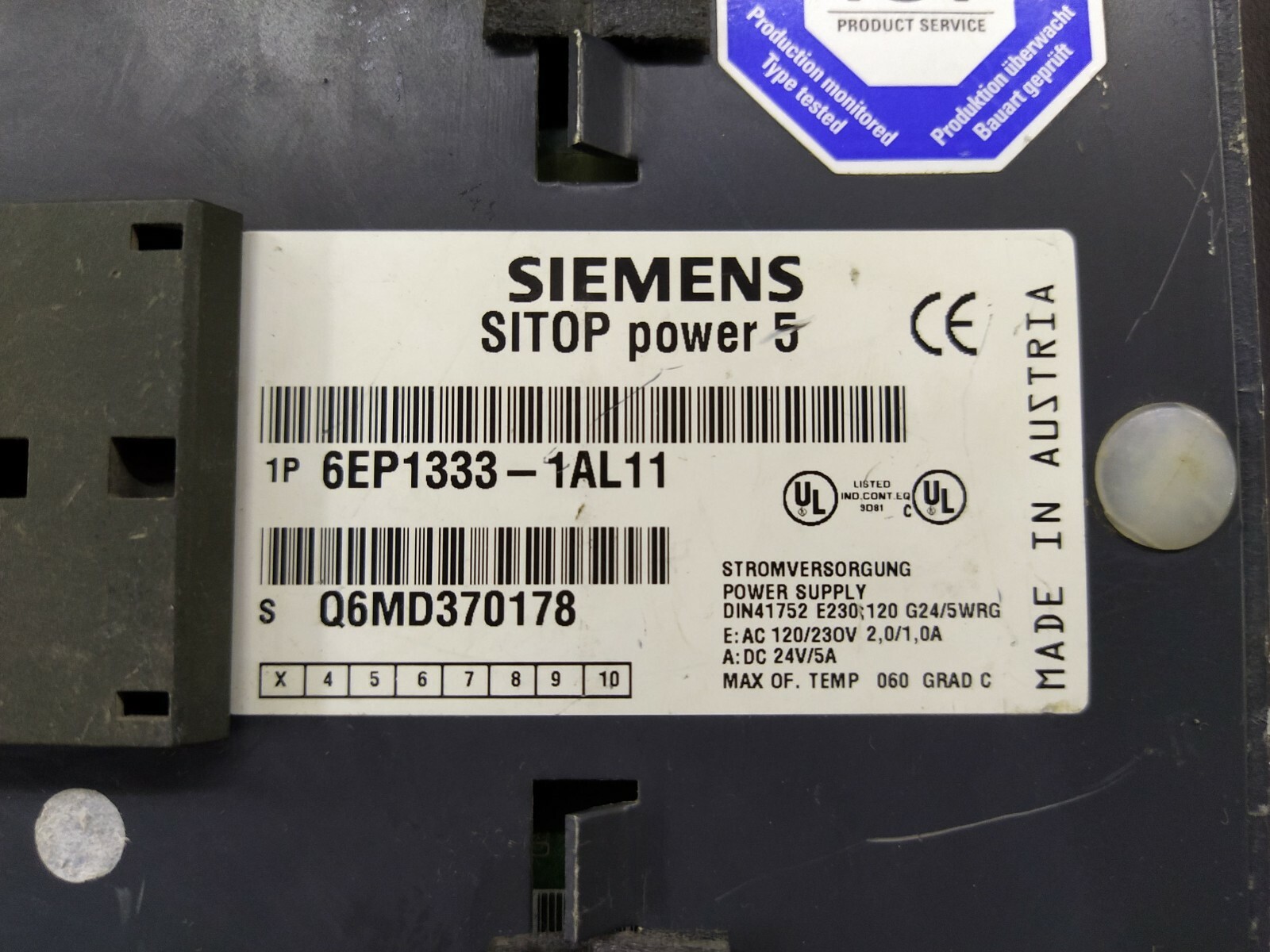 Siemens Sitop Power 5 6EP1333-1AL11 Power Supply 24V 5A - Image 7