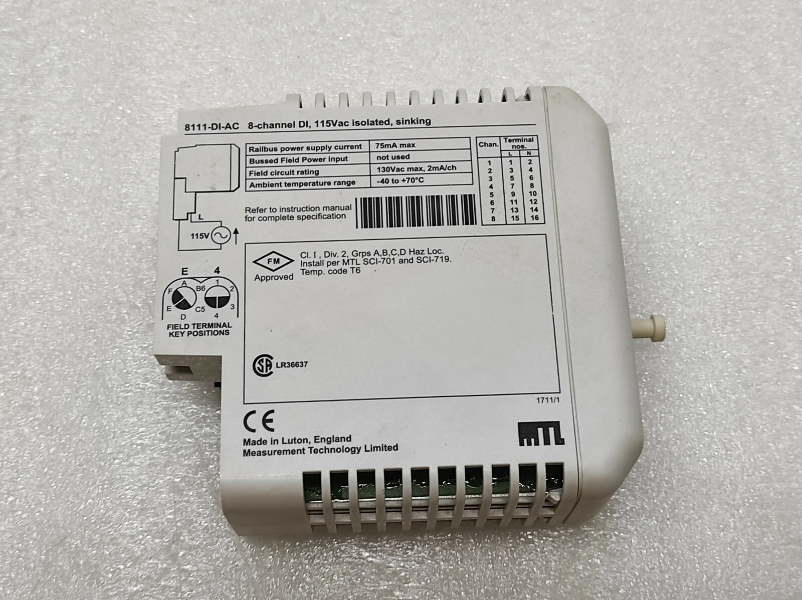 MEASUREMENT TECHNOLOGY 8111-DI-AC 8-CHANNEL DI 115V - Image 4