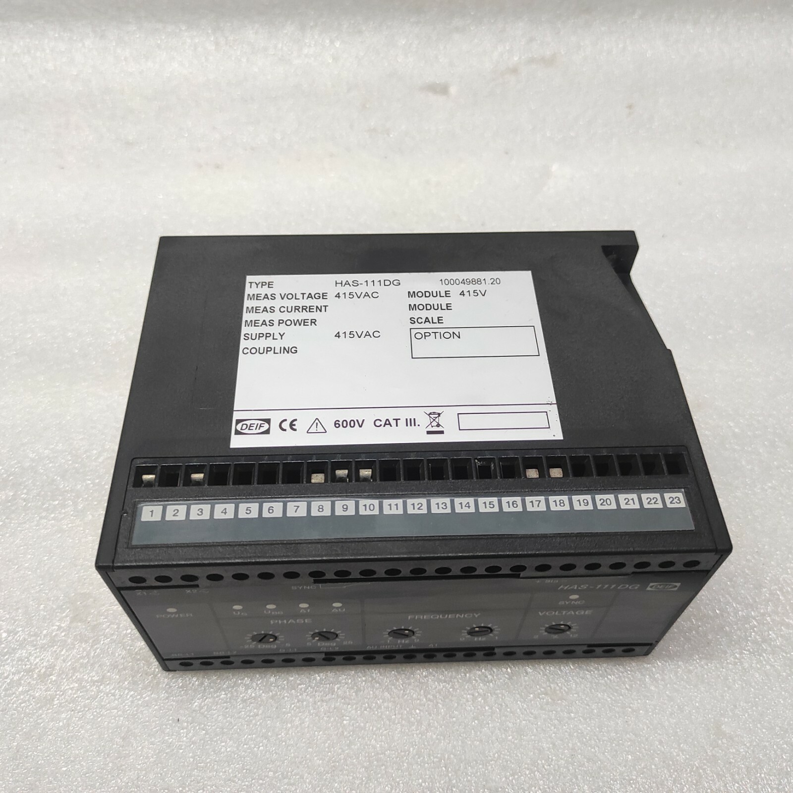DEIF HAS-111DG SYNCHRONISATION & CIRCUIT BREAKER CLOSING 100049881.20 415VAC - Image 3