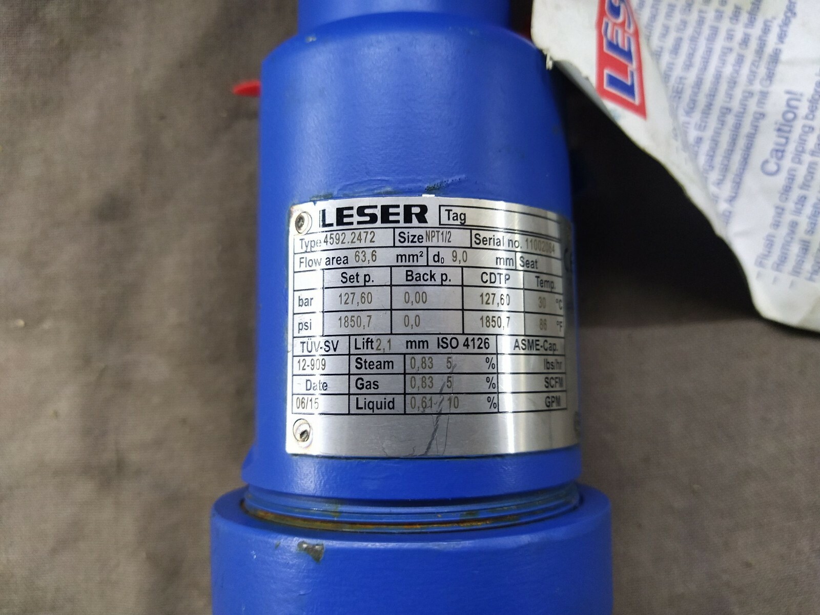 Laser 4592.2472 Threaded Safety Relief Valves Spring Loaded 4592-2472 - Image 5