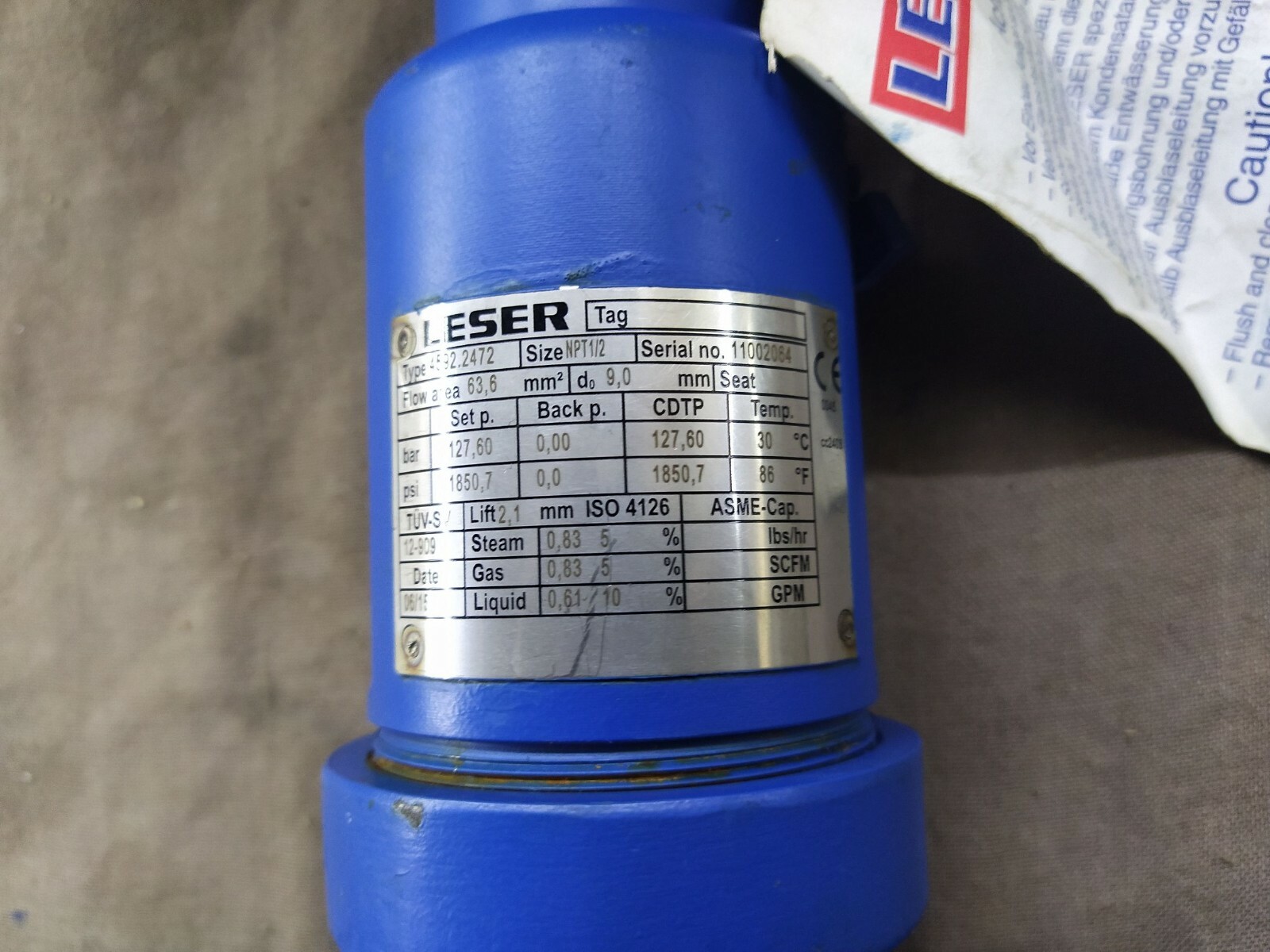 Laser 4592.2472 Threaded Safety Relief Valves Spring Loaded 4592-2472 - Image 6