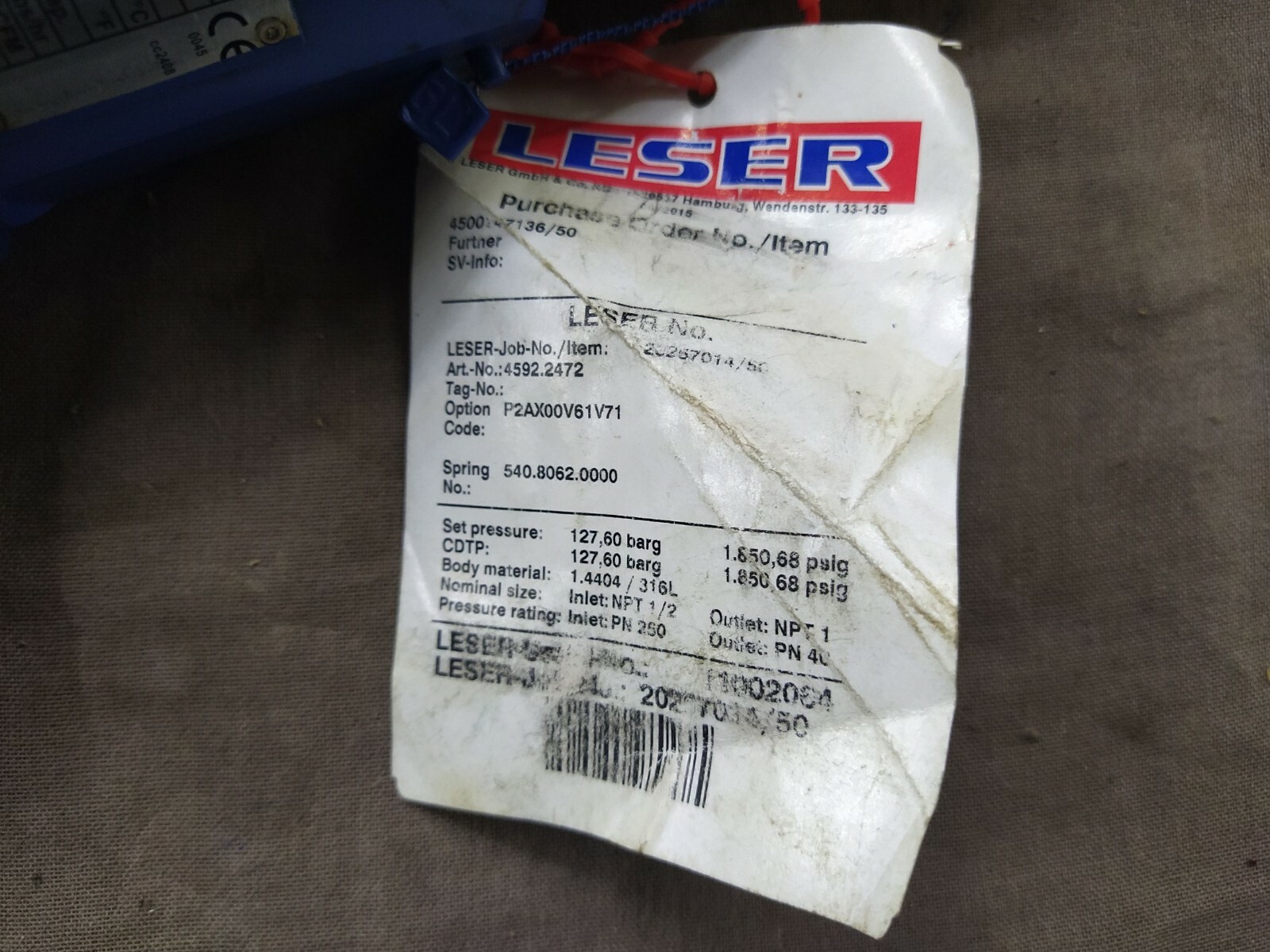 Laser 4592.2472 Threaded Safety Relief Valves Spring Loaded 4592-2472 - Image 7
