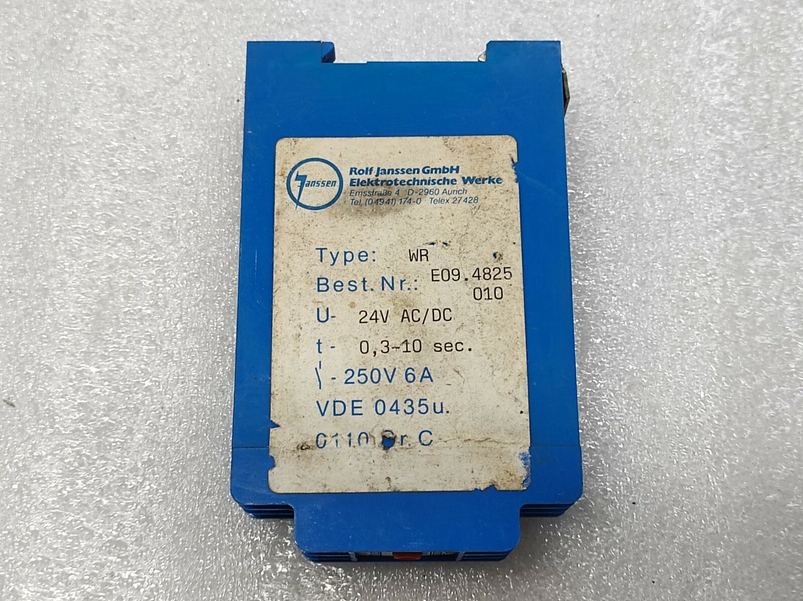 Janssen WR E09.4825 010 24VAC/DC 0.3 - 10 SEC - Image 3