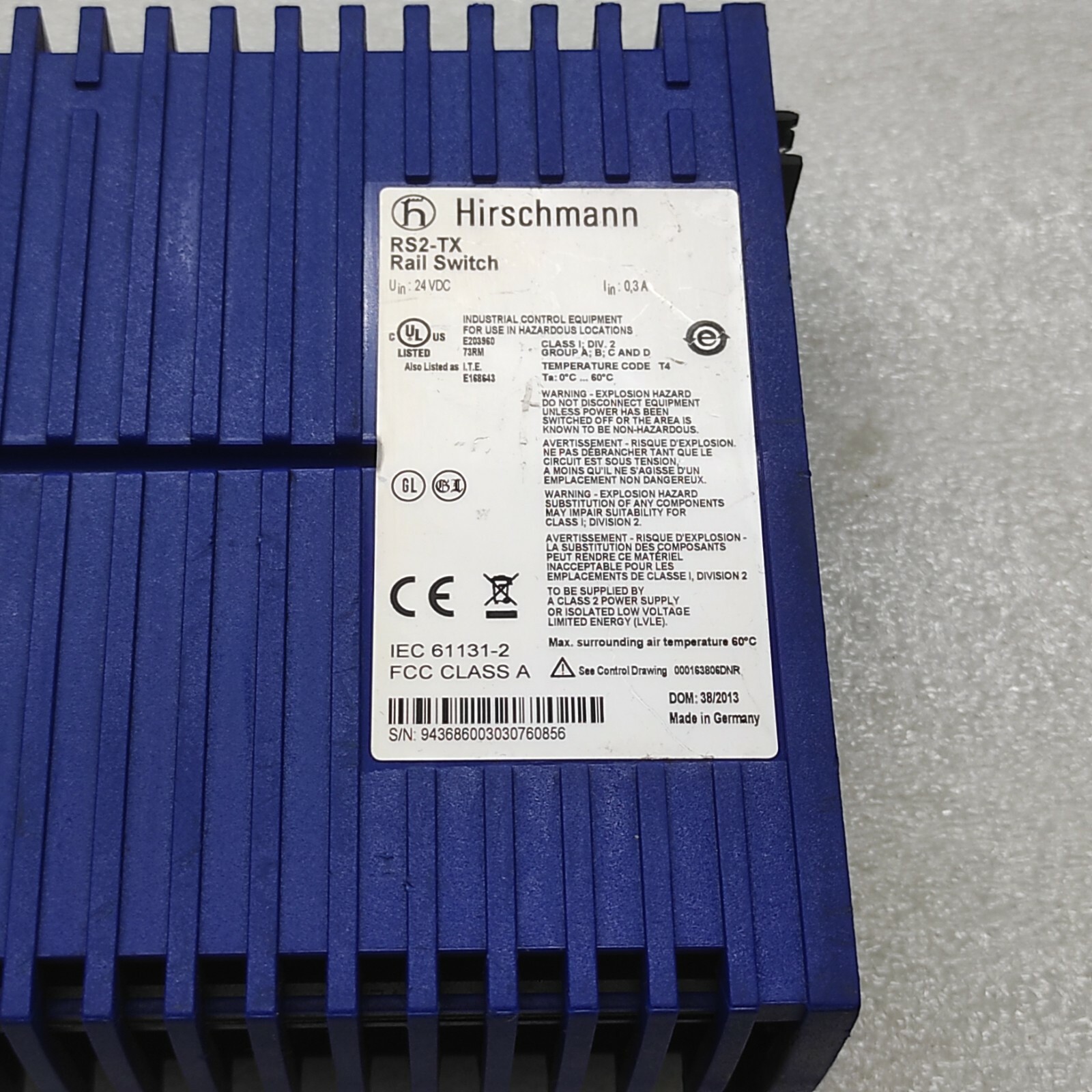 HIRSCHMANN RS2-TX RAIL SWITCH 24V DC - Image 4