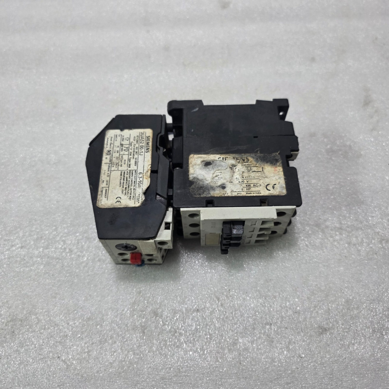 SIEMENS 3TF32 + 3UA5200-1J DOL MOTOR STARTER — 3 POLE CONTACTOR 6.3-10A - Image 3