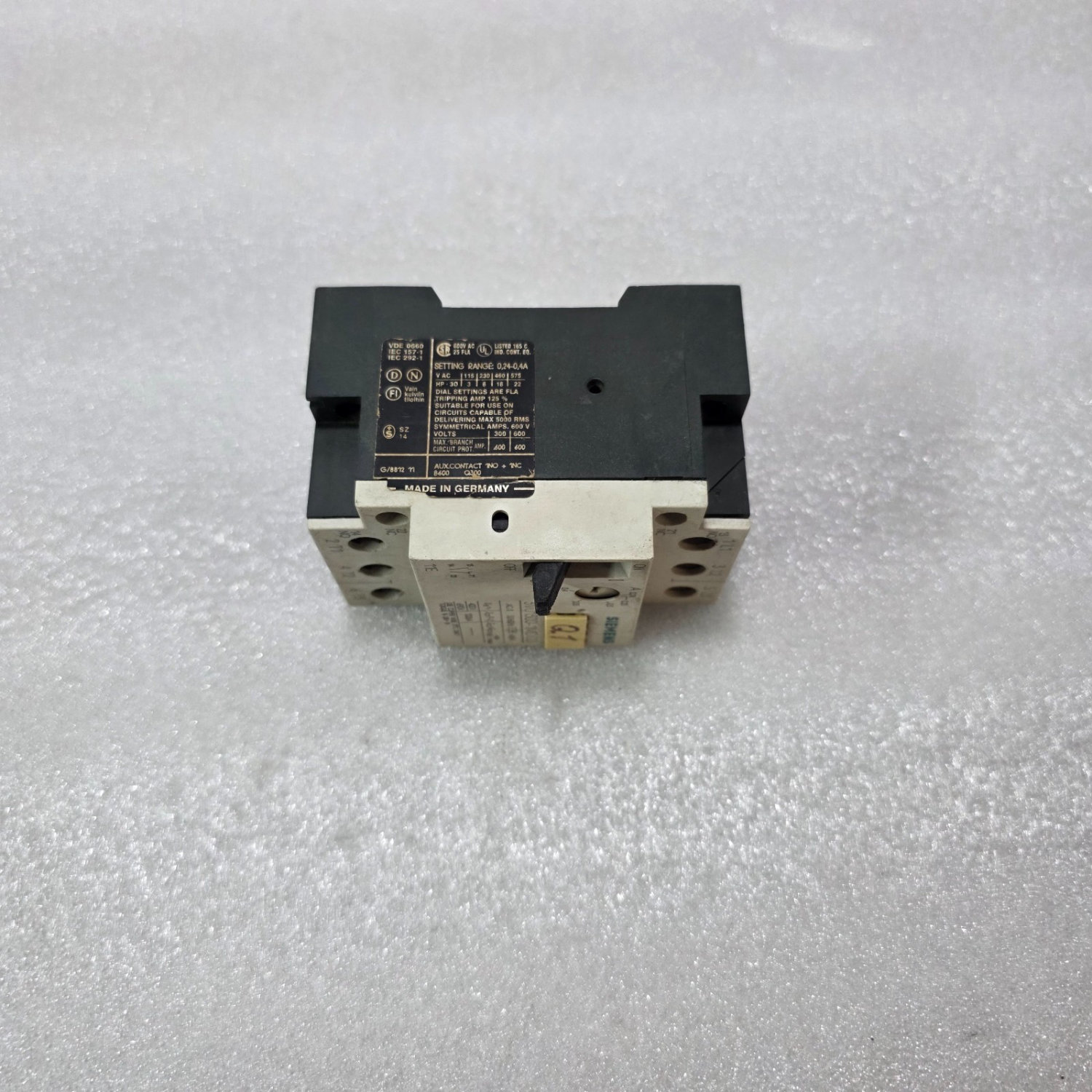 SIEMENS 3VU1300-1MD00 MOTOR CIRCUIT BREAKER 0.24-0.4A 400V AC-3 MADE IN GERMANY - Image 3