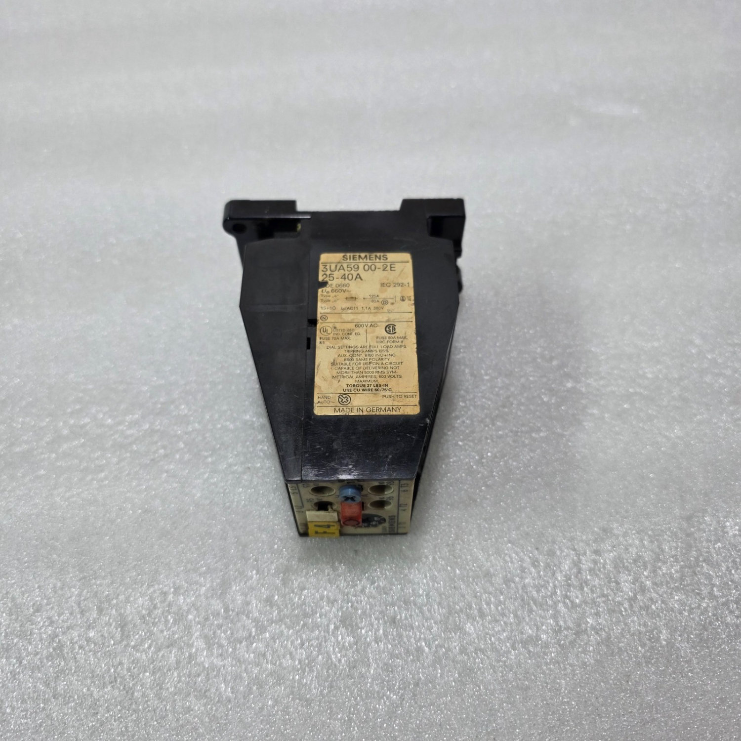 SIEMENS 3UA59 00-2E THERMAL OVERLOAD RELAY 25-40A 660V IEC292 MADE GERMANY - Image 3