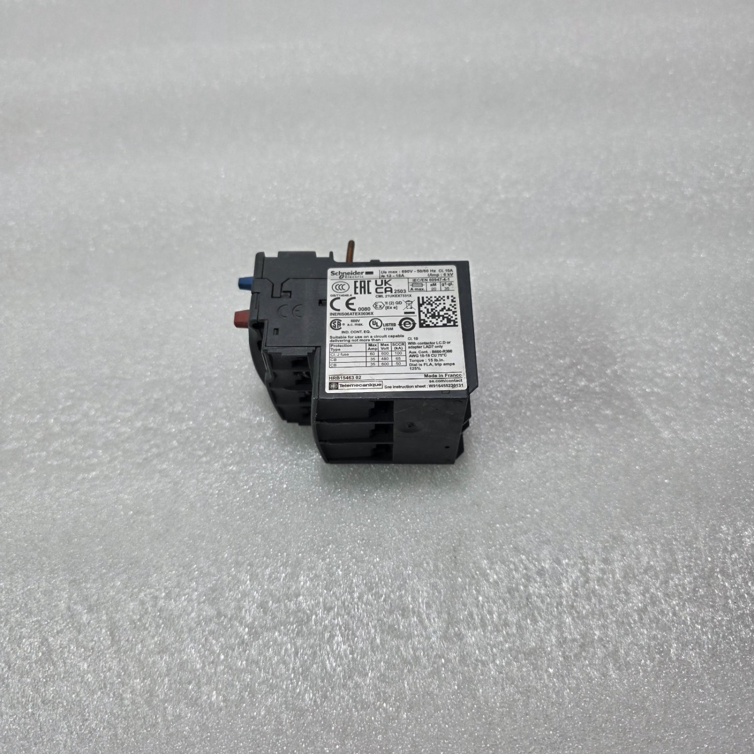 S ELECTRIC LRD21 TESYS THERMAL OVERLOAD RELAY 12-18A 690V - Image 3