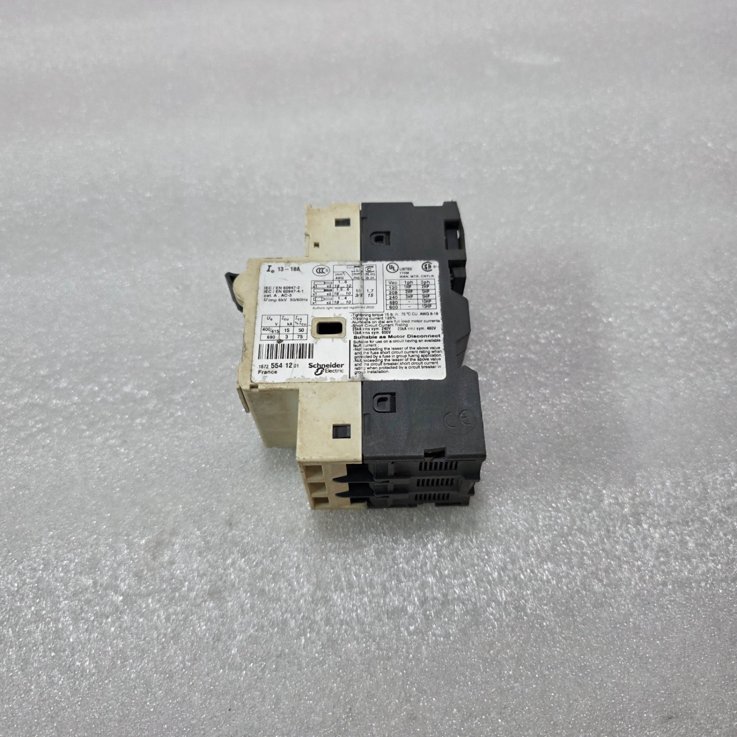 TELEMECANIQUE GV2-RT20 MOTOR CIRCUIT BREAKER 13-18A 400V IEC/EN60947 - Image 3