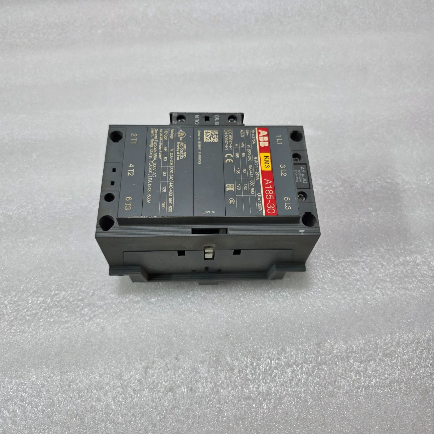 ABB A185-30 AC CONTACTOR 185A 275A 690V + CAL18-I1 AUX CONTACT IEC60947 - Image 2