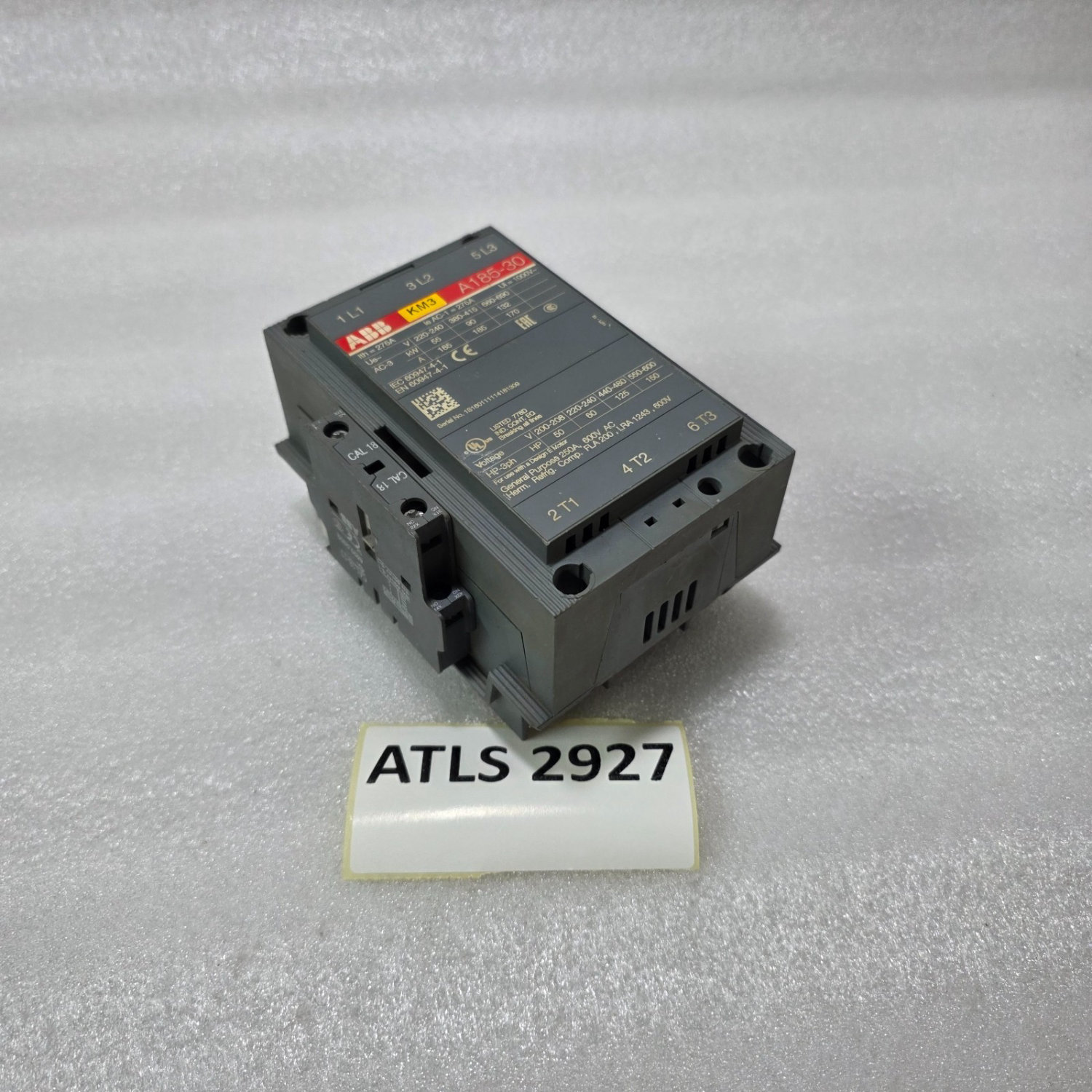 ABB A185-30 AC CONTACTOR 185A 275A 690V + CAL18-I1 AUX CONTACT IEC60947 - Image 7
