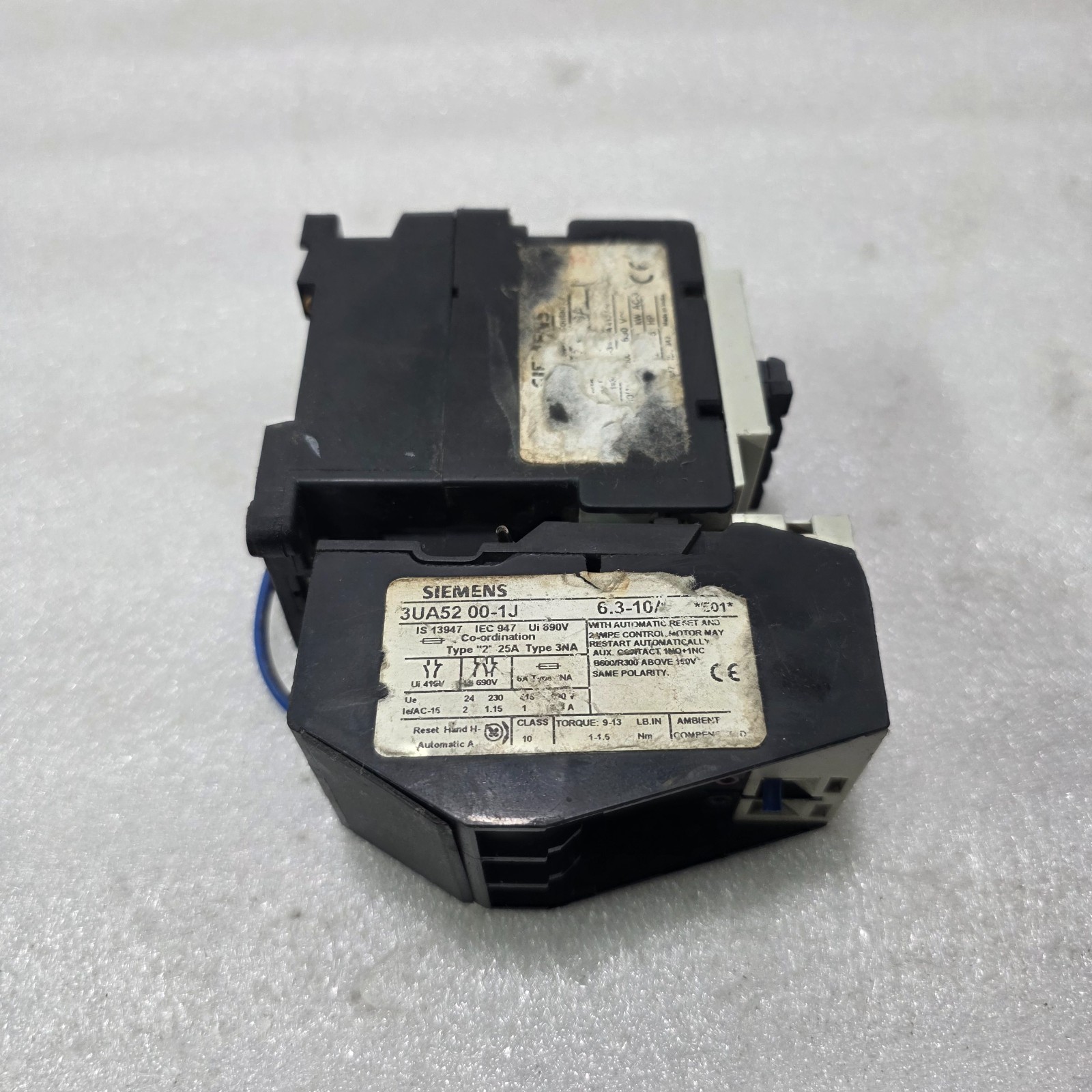 SIEMENS 3TF32 + 3UA5200-1J DOL MOTOR STARTER — 3 POLE CONTACTOR 6.3-10A - Image 4