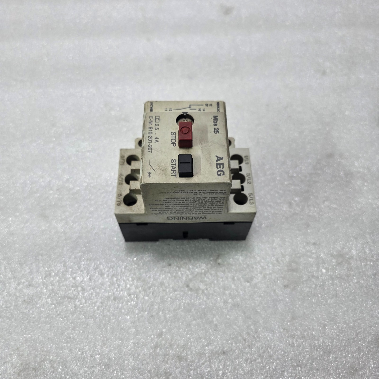 AEG MBS 25 MOTOR CIRCUIT BREAKER 2.5-4A 3P E-NR 910-201-207 - Image 2