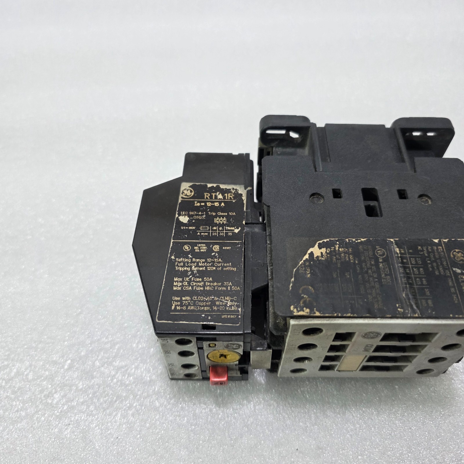 GE CL04A310M CONTACTOR WITH RTA1R THERMAL OVERLOAD RELAY 12-15A COMBINED UNIT - Image 5